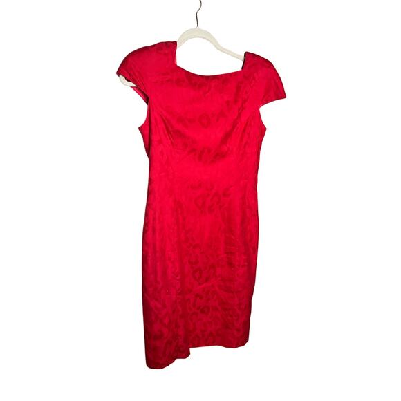 A.J. Bari Vintage 1980s Cotton Bodycon Dress Leopard Print Red Womens Size 6
